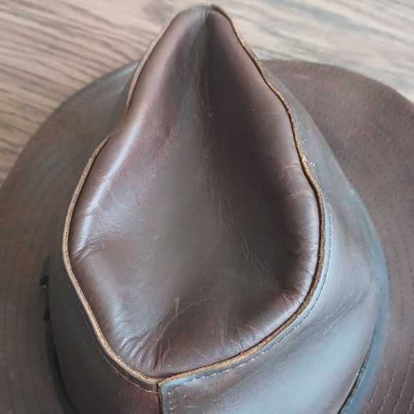 Henschel Hat  Co Leather fedora hat, sz L, Indiana Jones Style